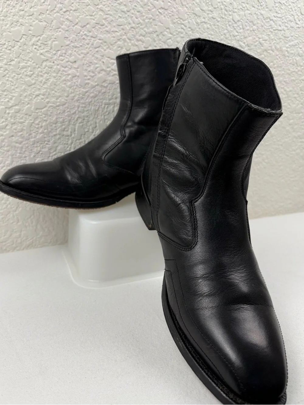 Laredo Hoxie 62009 Western Ankle Boots | Black Leather | Side Zip | Men's 10D